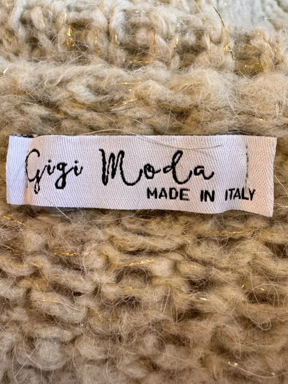 Gigi Moda Ampio Knit Sweater Open Weave Beige Mohair Dolman Oversized Italy OS